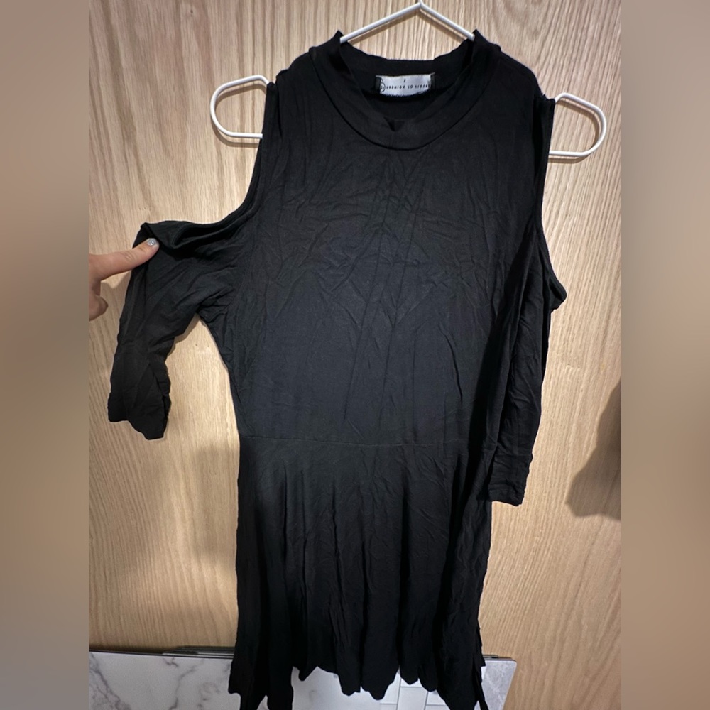 Hi collar cut out should long sleeve dress